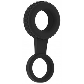 Черное кольцо для пениса и мошонки N 47 Cockring with Ball Strap