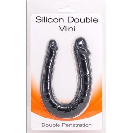 Чёрный двусторонний мини-фаллоимитатор Silicon Double Mini - 23 см.