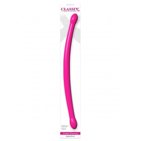 Розовый двусторонний гибкий фаллоимитатор Double Whammy - 43,8 см.